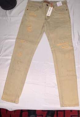 Arketype Denim Goods Men's Khaki Distressed Slim Fit Jeans